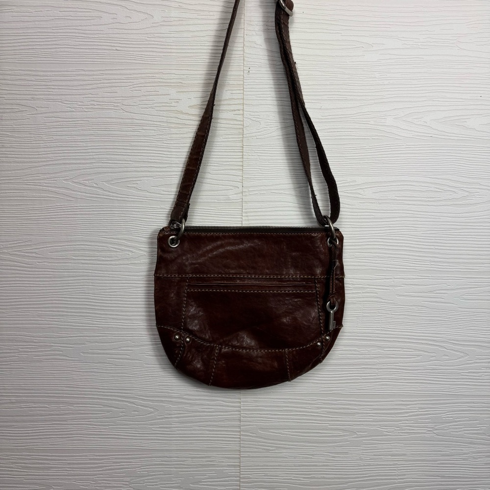 Fossil Brown Leather Crossbody Bag - Picture 7 of 8